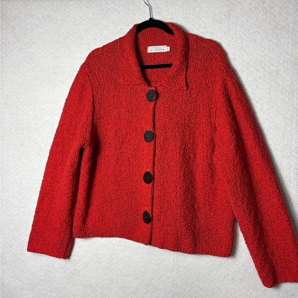 Willow Red Sweater Size Large Big Black Buttons
